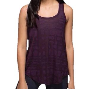 Lululemon Go Om Tank in Ghost Weave Burnout Black Cherry Purple Size 8 Gym
